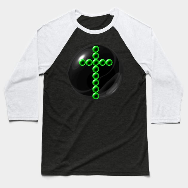 Green Yellow Cross in Glass Ball Baseball T-Shirt by The Black Panther